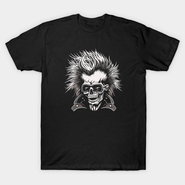 Punk Rocker Skull T-Shirt by marcovhv